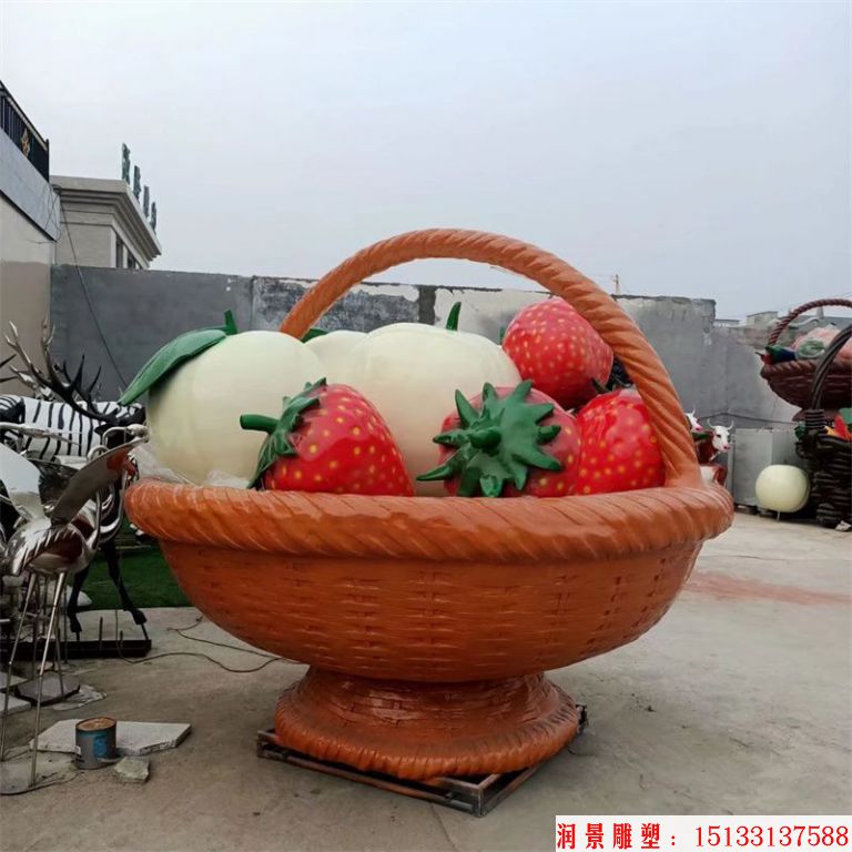 玻璃钢果篮雕塑,蔬菜蓝雕塑1