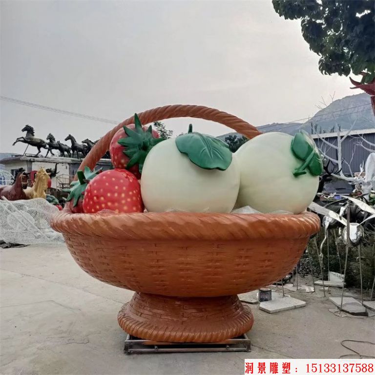 玻璃钢果篮雕塑,蔬菜蓝雕塑2