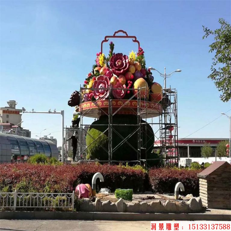 户外装饰花篮雕塑加工厂家 花篮案例 花篮景观